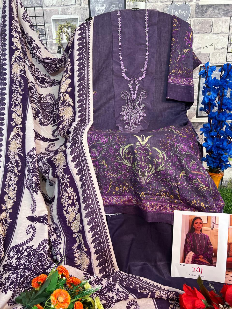 485 And 487 Taj Cotton Hit Pakistani Salwar Suits Wholesale Shop In Surat
